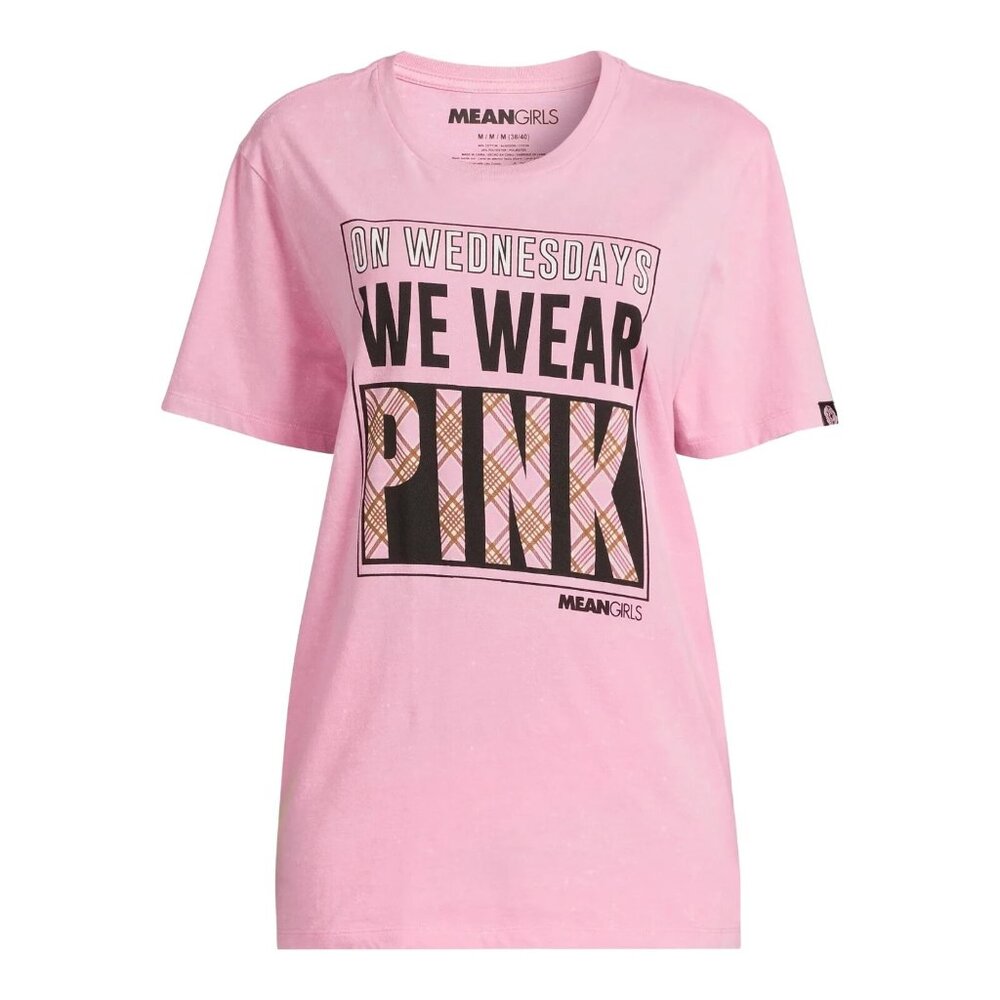 Mean Girls Graphic Tee W/ VHS Box Package Crew Neck Size Medium Burn Book Pink